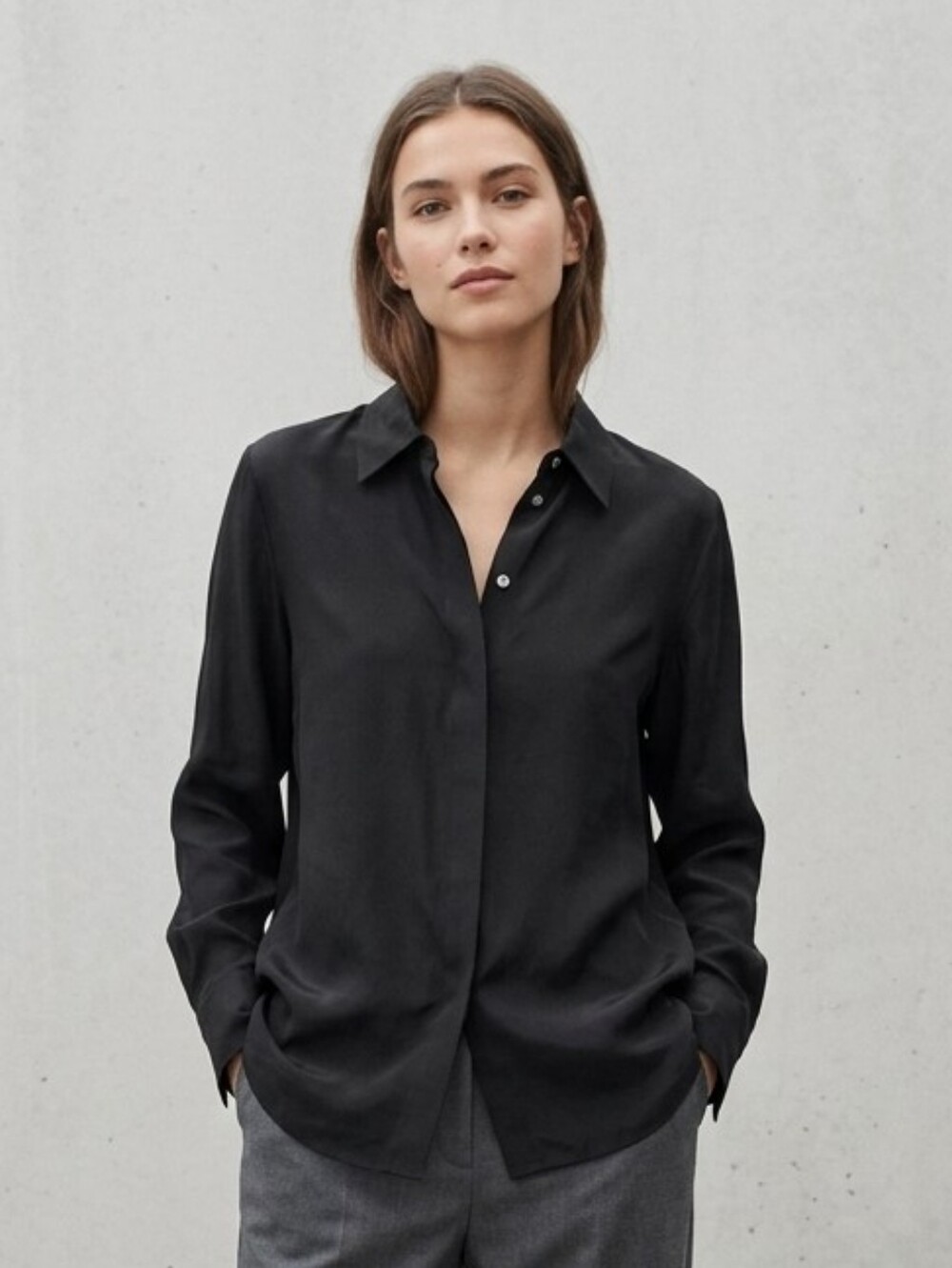 Dana Buchman silk linen button down shirt blouse black size 6